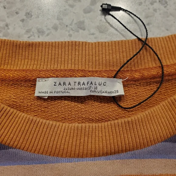 Zara Medium Sweater Trafaluc Striped Oversized Top Sunset Western Orange Aztec - Picture 10 of 16